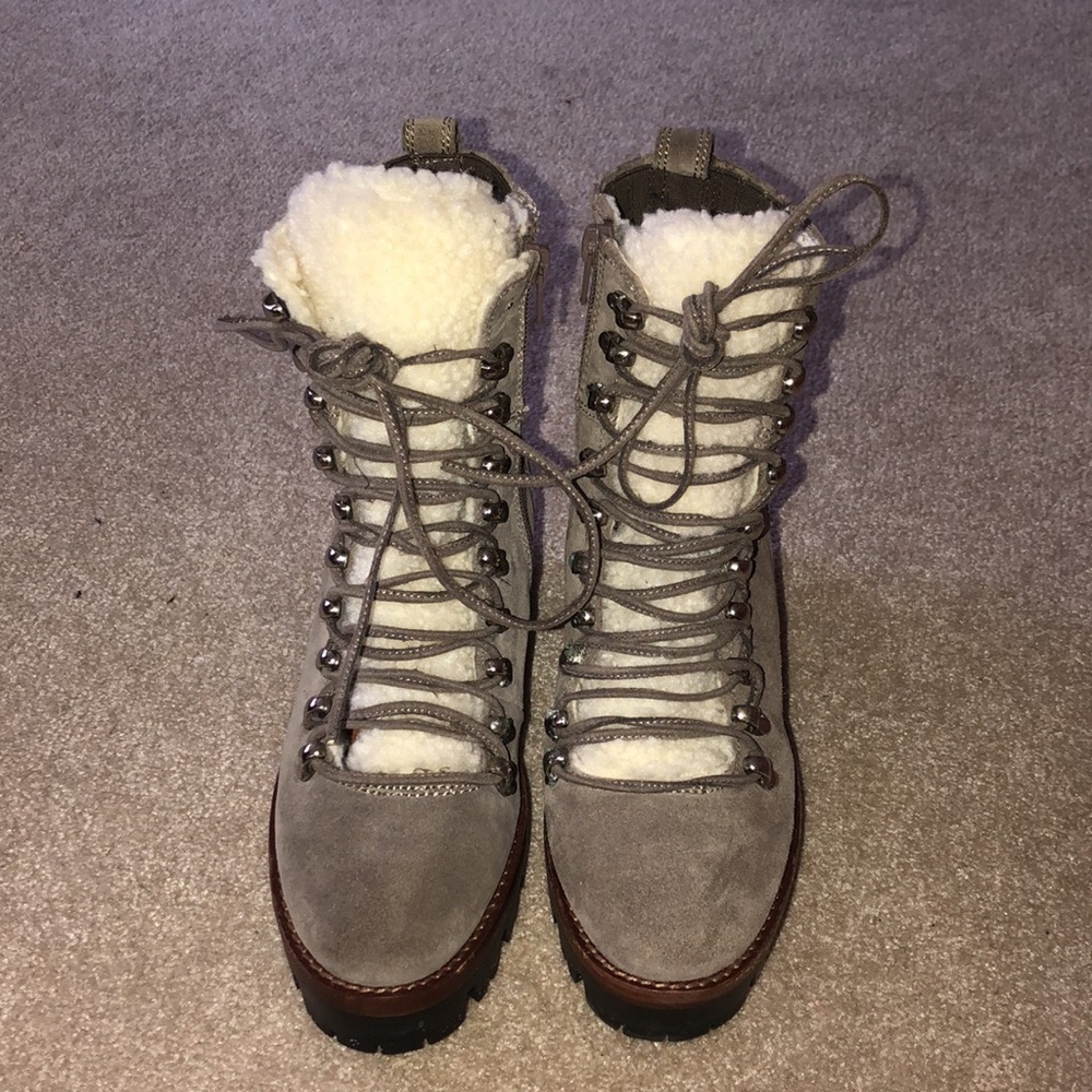 Jeffrey Campbell Culvert Boots Taupe Suede Ivory